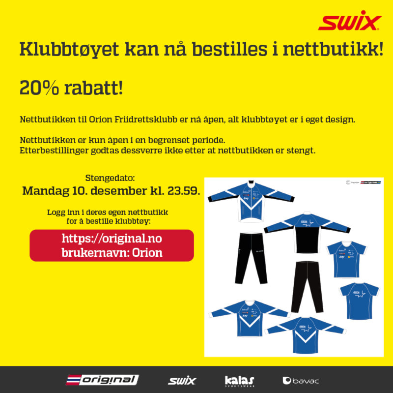 Klubbtøy kan bestilles i vår nettbutikk